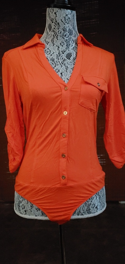 3/4 sleeve lizzy Henley bodysuit